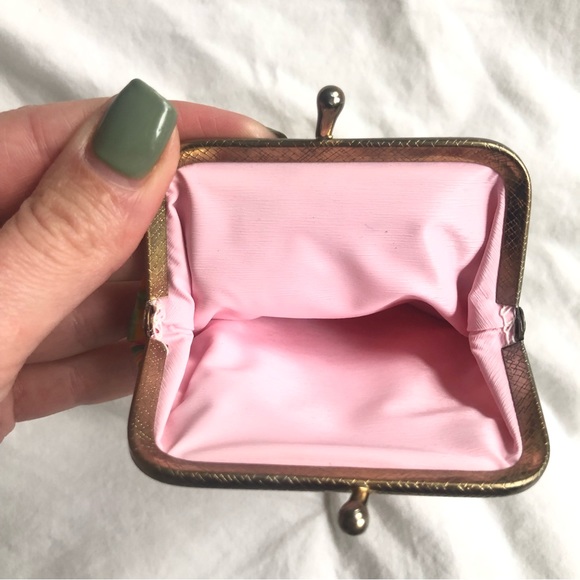 Vintage 60s Floral Kiss Lock Coin Purse - Picture 6 of 8